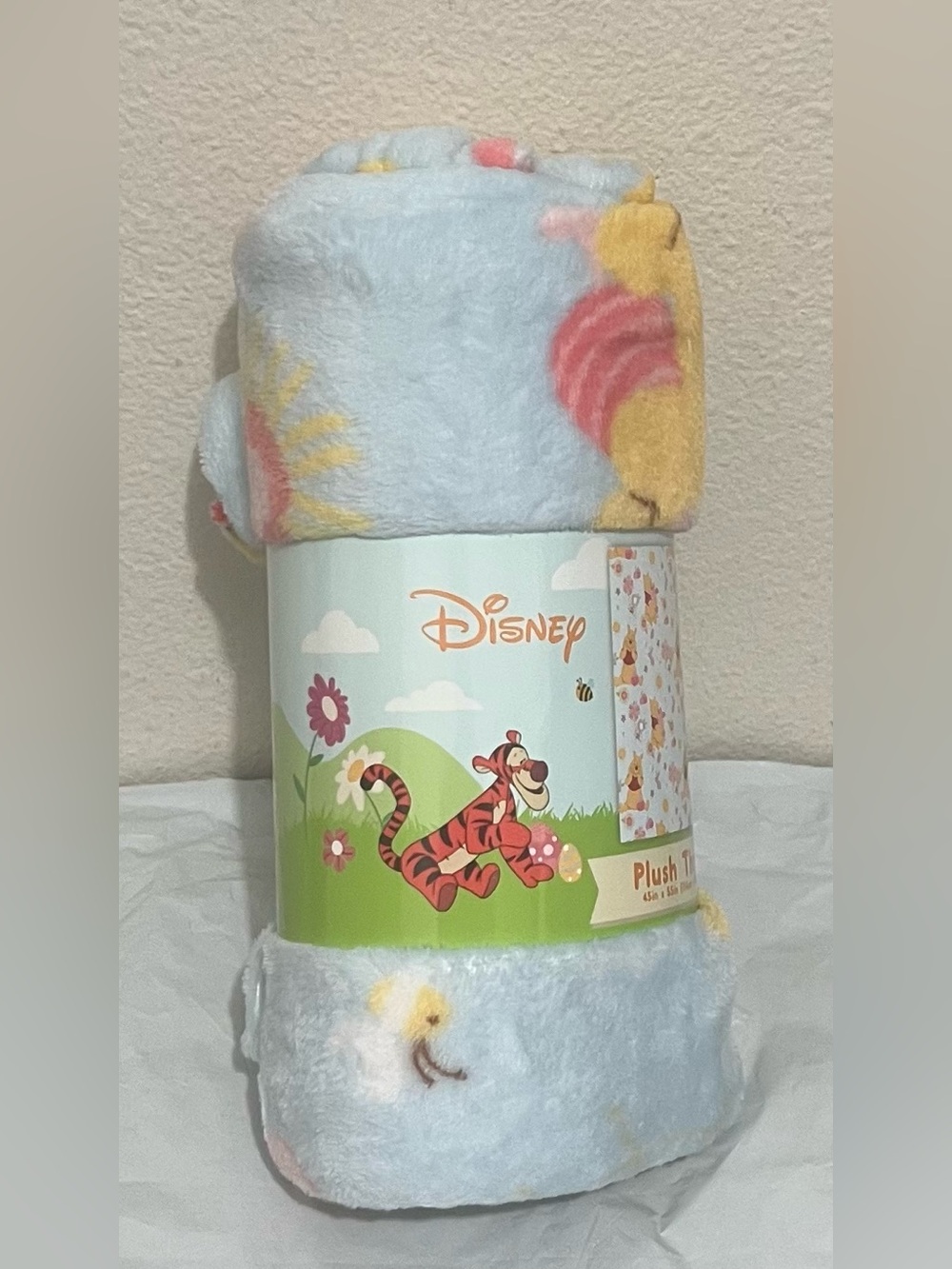 Disney Baby Plush Blanket in Light Blue with Yellow & Pink 45x55